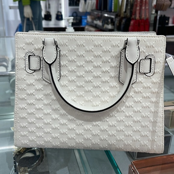 Michael Kors Hamilton Small Logo Embossed Washed Denim Satchel Crossbody 
NWT - Picture 8 of 16